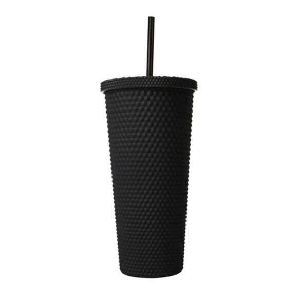 Studded Water Tumbler Cup with Lid and Straw, Studded BPA Free Leak Proof 24 oz - Picture 2 of 6